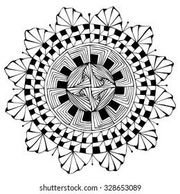 Mandala. Ethnic decorative elements. Hand drawn background. Islam, Arabic, Indian, ottoman motifs.