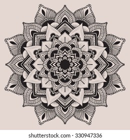 Mandala. Elementos de decoración étnica. Antecedentes dibujados a mano. Motivos islámicos, árabes, indios y otomanos.