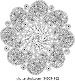 Mandala. Ethnic decorative elements. Hand drawn background. Islam, Arabic, Indian, ottoman motifs.