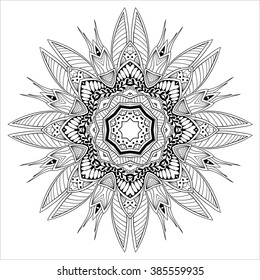 Mandala. Ethnic decorative elements. Hand drawn background. Islam, Arabic, Indian, ottoman motifs.