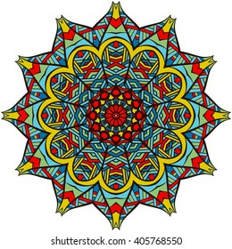 Mandala. Ethnic decorative elements. Hand drawn background. Islam, Arabic, Indian, ottoman motifs.