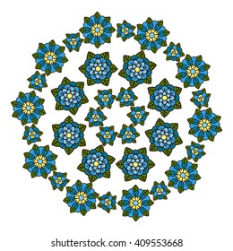 Mandala. Ethnic decorative elements. Hand drawn background. Spring. Flowers.