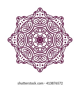 Mandala. Ethnic decorative elements. Hand drawn background. Islam, Arabic, Indian, ottoman motifs. Vintage decorative elements. Oriental pattern. Monochrome contour mandala. Zentangle.