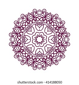 Mandala. Ethnic decorative elements. Hand drawn background. Islam, Arabic, Indian, ottoman motifs. Vintage decorative elements. Oriental pattern. Monochrome contour mandala. Zentangle.