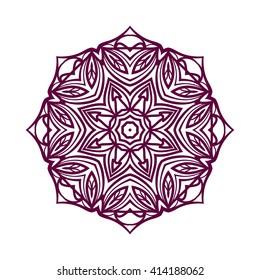 Mandala. Ethnic decorative elements. Hand drawn background. Islam, Arabic, Indian, ottoman motifs. Vintage decorative elements. Oriental pattern. Monochrome contour mandala. Zentangle.