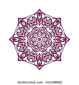 Mandala. Ethnic decorative elements. Hand drawn background. Islam, Arabic, Indian, ottoman motifs. Vintage decorative elements. Oriental pattern. Monochrome contour mandala. Zentangle.