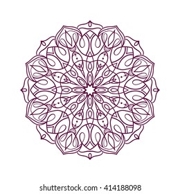 Mandala. Ethnic decorative elements. Hand drawn background. Islam, Arabic, Indian, ottoman motifs. Vintage decorative elements. Oriental pattern. Monochrome contour mandala. Zentangle.