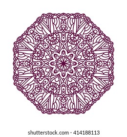 Mandala. Ethnic decorative elements. Hand drawn background. Islam, Arabic, Indian, ottoman motifs. Vintage decorative elements. Oriental pattern. Monochrome contour mandala. Zentangle.