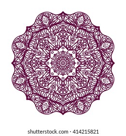 Mandala. Ethnic decorative elements. Hand drawn background. Islam, Arabic, Indian, ottoman motifs. Vintage decorative elements. Oriental pattern. Monochrome contour mandala. Zentangle.
