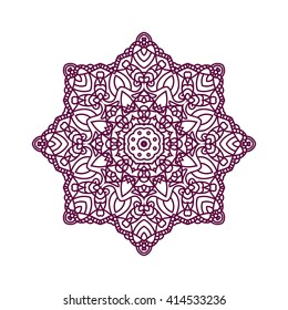 Mandala. Ethnic decorative elements. Hand drawn background. Islam, Arabic, Indian, ottoman motifs. Vintage decorative elements. Oriental pattern. Monochrome contour mandala. Zentangle.