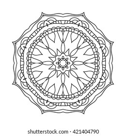 Mandala. Ethnic decorative elements. Hand drawn background. Islam, Arabic, Indian, ottoman motifs. Vintage decorative elements. Oriental pattern. Monochrome contour mandala. Zentangle.