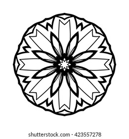 Mandala. Ethnic decorative elements. Hand drawn background. Islam, Arabic, Indian, ottoman motifs. Vintage decorative elements. Oriental pattern. Monochrome contour mandala.