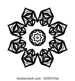 Mandala. Ethnic decorative elements. Hand drawn background. Islam, Arabic, Indian, ottoman motifs. Vintage decorative elements. Oriental pattern. Monochrome contour mandala.