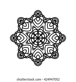 Mandala. Ethnic decorative elements. Hand drawn background. Islam, Arabic, Indian, ottoman motifs. Vintage decorative elements. Oriental pattern. Monochrome contour mandala.