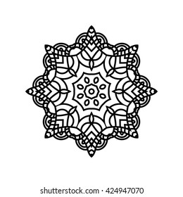 Mandala. Ethnic decorative elements. Hand drawn background. Islam, Arabic, Indian, ottoman motifs. Vintage decorative elements. Oriental pattern. Monochrome contour mandala.