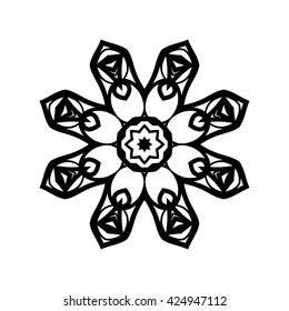 Mandala. Ethnic decorative elements. Hand drawn background. Islam, Arabic, Indian, ottoman motifs. Vintage decorative elements. Oriental pattern. Monochrome contour mandala.