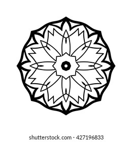 Mandala. Ethnic decorative elements. Hand drawn background. Islam, Arabic, Indian, ottoman motifs. Vintage decorative elements. Oriental pattern. Monochrome contour mandala.