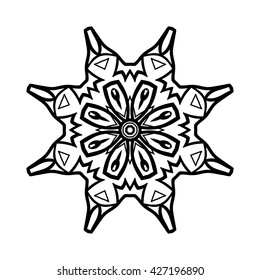 Mandala. Ethnic decorative elements. Hand drawn background. Islam, Arabic, Indian, ottoman motifs. Vintage decorative elements. Oriental pattern. Monochrome contour mandala.