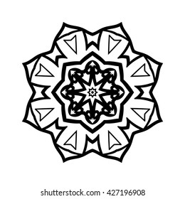 Mandala. Ethnic decorative elements. Hand drawn background. Islam, Arabic, Indian, ottoman motifs. Vintage decorative elements. Oriental pattern. Monochrome contour mandala.