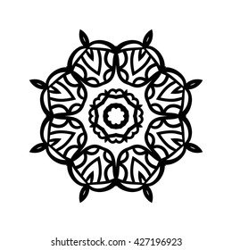 Mandala. Ethnic decorative elements. Hand drawn background. Islam, Arabic, Indian, ottoman motifs. Vintage decorative elements. Oriental pattern. Monochrome contour mandala.