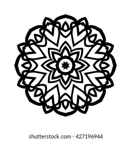 Mandala. Ethnic decorative elements. Hand drawn background. Islam, Arabic, Indian, ottoman motifs. Vintage decorative elements. Oriental pattern. Monochrome contour mandala.