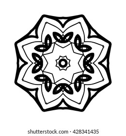 Mandala. Ethnic decorative elements. Hand drawn background. Islam, Arabic, Indian, ottoman motifs. Vintage decorative elements. Oriental pattern. Monochrome contour mandala.