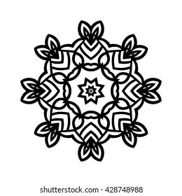 Mandala. Ethnic decorative elements. Hand drawn background. Islam, Arabic, Indian, ottoman motifs. Vintage decorative elements. Oriental pattern. Monochrome contour mandala. 