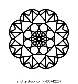 Mandala. Ethnic decorative elements. Hand drawn background. Islam, Arabic, Indian, ottoman motifs. Vintage decorative elements. Oriental pattern. Monochrome contour mandala. 