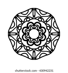 Mandala. Ethnic decorative elements. Hand drawn background. Islam, Arabic, Indian, ottoman motifs. Vintage decorative elements. Oriental pattern. Monochrome contour mandala. 