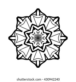Mandala. Ethnic decorative elements. Hand drawn background. Islam, Arabic, Indian, ottoman motifs. Vintage decorative elements. Oriental pattern. Monochrome contour mandala. 