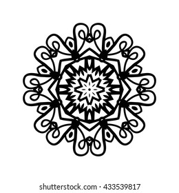 Mandala. Ethnic decorative elements. Hand drawn background. Islam, Arabic, Indian, ottoman motifs. Vintage decorative elements. Oriental pattern. Monochrome contour mandala.