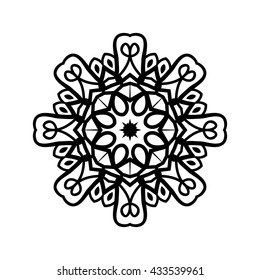 Mandala. Ethnic decorative elements. Hand drawn background. Islam, Arabic, Indian, ottoman motifs. Vintage decorative elements. Oriental pattern. Monochrome contour mandala.