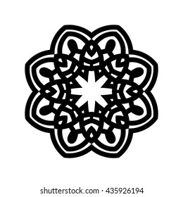 Mandala. Ethnic decorative elements. Hand drawn background. Islam, Arabic, Indian, ottoman motifs. Vintage decorative elements. Oriental pattern. Monochrome contour mandala.