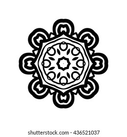 Mandala. Ethnic decorative elements. Hand drawn background. Islam, Arabic, Indian, ottoman motifs. Vintage decorative elements. Oriental pattern. Monochrome contour mandala.