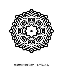Mandala. Ethnic decorative elements. Hand drawn background. Islam, Arabic, Indian, ottoman motifs. Vintage decorative elements. Oriental pattern. Monochrome contour mandala.