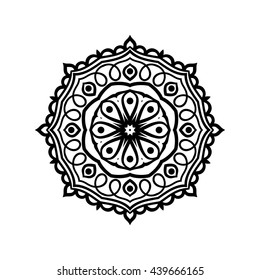 Mandala. Ethnic decorative elements. Hand drawn background. Islam, Arabic, Indian, ottoman motifs. Vintage decorative elements. Oriental pattern. Monochrome contour mandala.