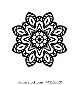 Mandala. Ethnic decorative elements. Hand drawn background. Islam, Arabic, Indian, ottoman motifs. Vintage decorative elements. Oriental pattern. Monochrome contour mandala.