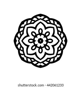 Mandala. Ethnic decorative elements. Hand drawn background. Islam, Arabic, Indian, ottoman motifs. Vintage decorative elements. Oriental pattern. Monochrome contour mandala.