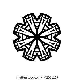 Mandala. Ethnic decorative elements. Hand drawn background. Islam, Arabic, Indian, ottoman motifs. Vintage decorative elements. Oriental pattern. Monochrome contour mandala.