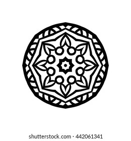 Mandala. Ethnic decorative elements. Hand drawn background. Islam, Arabic, Indian, ottoman motifs. Vintage decorative elements. Oriental pattern. Monochrome contour mandala.