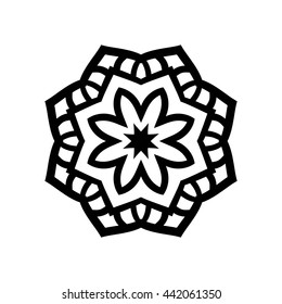 Mandala. Ethnic decorative elements. Hand drawn background. Islam, Arabic, Indian, ottoman motifs. Vintage decorative elements. Oriental pattern. Monochrome contour mandala.