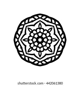 Mandala. Ethnic decorative elements. Hand drawn background. Islam, Arabic, Indian, ottoman motifs. Vintage decorative elements. Oriental pattern. Monochrome contour mandala.