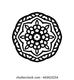 Mandala. Ethnic decorative elements. Hand drawn background. Islam, Arabic, Indian, ottoman motifs. Vintage decorative elements. Oriental pattern. Monochrome contour mandala.