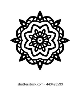 Mandala. Ethnic decorative elements. Hand drawn background. Islam, Arabic, Indian, ottoman motifs. Vintage decorative elements. Oriental pattern. Monochrome contour mandala.