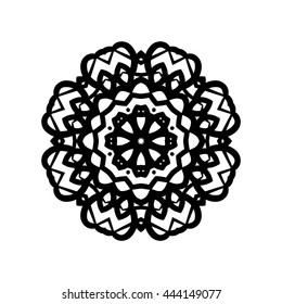 Mandala. Ethnic decorative elements. Hand drawn background. Islam, Arabic, Indian, ottoman motifs. Vintage decorative elements. Oriental pattern. Monochrome contour mandala.