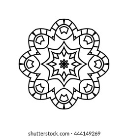 Mandala. Ethnic decorative elements. Hand drawn background. Islam, Arabic, Indian, ottoman motifs. Vintage decorative elements. Oriental pattern. Monochrome contour mandala.