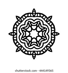 Mandala. Ethnic decorative elements. Hand drawn background. Islam, Arabic, Indian, ottoman motifs. Vintage decorative elements. Oriental pattern. Monochrome contour mandala.