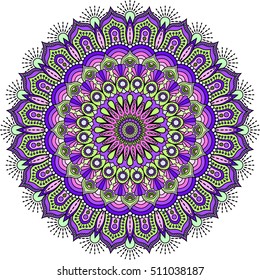 Mandala. Ethnic decorative elements. Hand drawn background. Islam, Arabic, Indian, ottoman motifs.