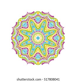 Mandala. Ethnic decorative elements. Hand drawn background. Islam, Arabic, Indian, ottoman motifs. Vintage decorative elements. Oriental pattern. Monochrome contour mandala. Zentangle.