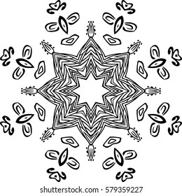 Mandala. Ethnic decorative elements. Hand drawn background. Islam, Arabic, Indian motives. Background for cards, invitations. Can be used for coloring books, yoga label and etc.